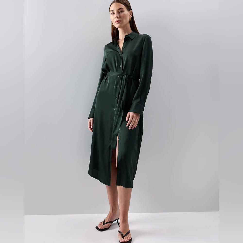 Quince Washable Stretch Silk Maxi Shirt Dress